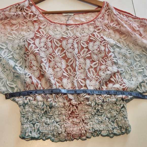 Halo Lace Sheer Cold Shoulder Blouse - Picture 3 of 8